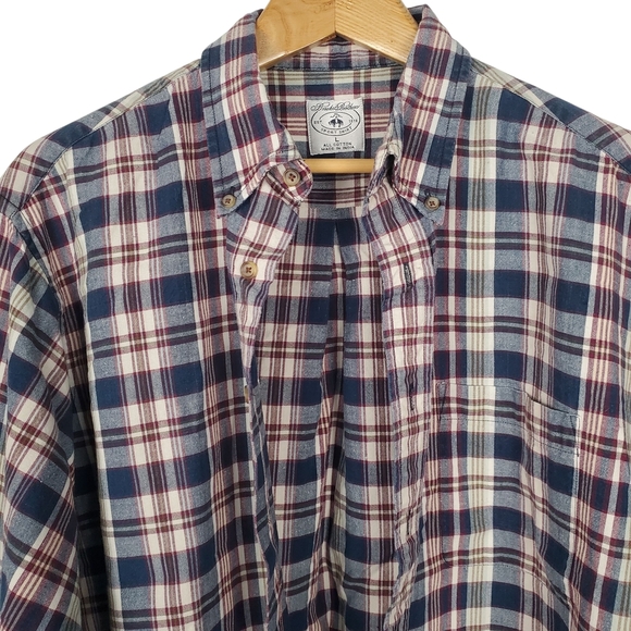 Brooks Brothers Sport Shirt. Blue and Red Plaid, Long Sleeve. LG. E0073 - Picture 2 of 9